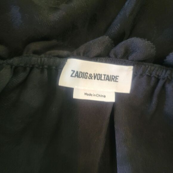 Zadig & Voltaire Milkmaid Tease Jac Leo Silk Off the Shoulder Top Size Large - Picture 7 of 8